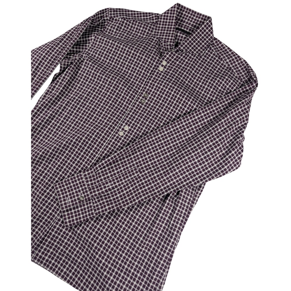 Bogosse Purple White Gingham Button Down Shirt Sz 4 TEO D55